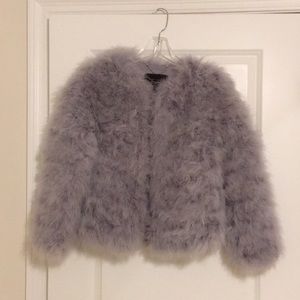 BCBG MaxAzria XXS Grey feather jacket.